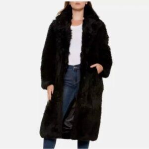 NEW UGG ESME Women's Black Shearling Long Coat Size XL MSRP $2295 Luxury Toscana